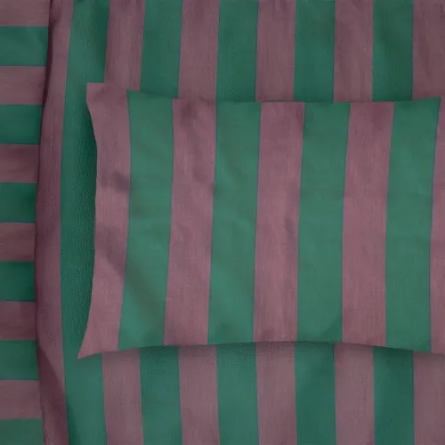 ΜΑΞΙΛΑΡΟΘΗΚΗ ΒΑΜΒΑΚΟΣΑΤΕΝ Stripes 156 50Χ70 Green-Antique Pink Cotton 100% 