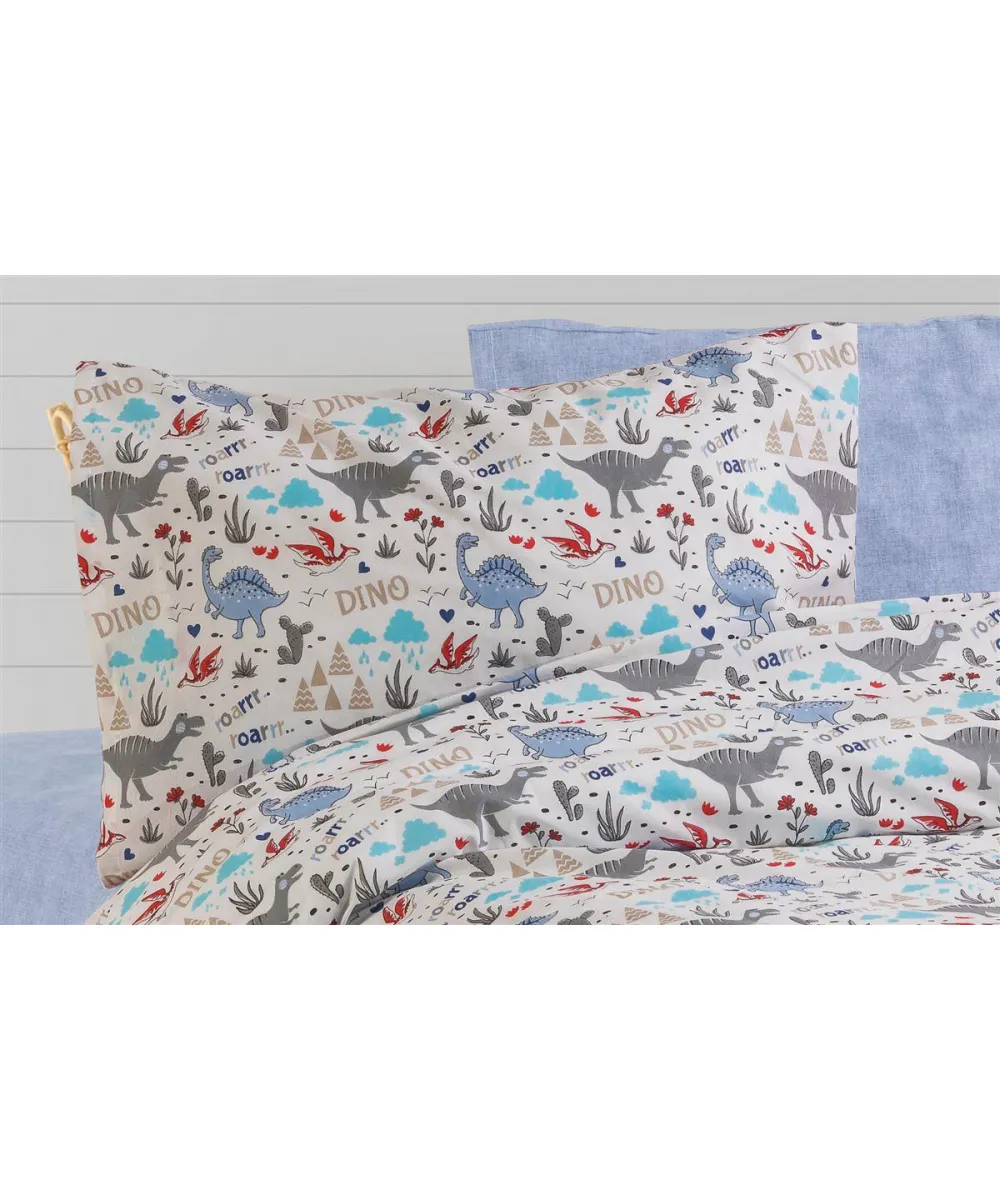 ΜΑΞΙΛΑΡΟΘΗΚΗ ΕΜΠΡΙΜΕ kids Dino 309 50X70 White-Blue Cott/Pol 70/30