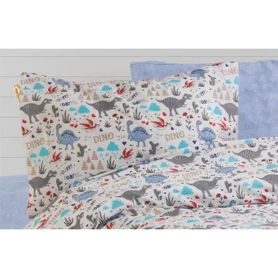 ΜΑΞΙΛΑΡΟΘΗΚΗ ΕΜΠΡΙΜΕ kids Dino 309 50X70 White-Blue Cott/Pol 70/30