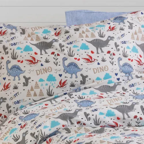 ΜΑΞΙΛΑΡΟΘΗΚΗ ΕΜΠΡΙΜΕ kids Dino 309 50X70 White-Blue Cott/Pol 70/30