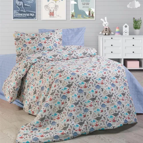 ΠΑΠΛΩΜΑΤΟΘΗΚΗ ΕΜΠΡΙΜΕ kids Dino 309 160X240 White-Blue Cott/Pol 70/30