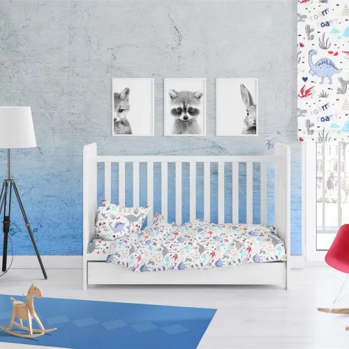 ΚΑΤΩΣΕΝΤΟΝΟ ΜΕ ΛΑΣΤΙΧΟ bebe Dino 309 0,70X1,40X0,15 White-Blue Cott/Pol 70/30