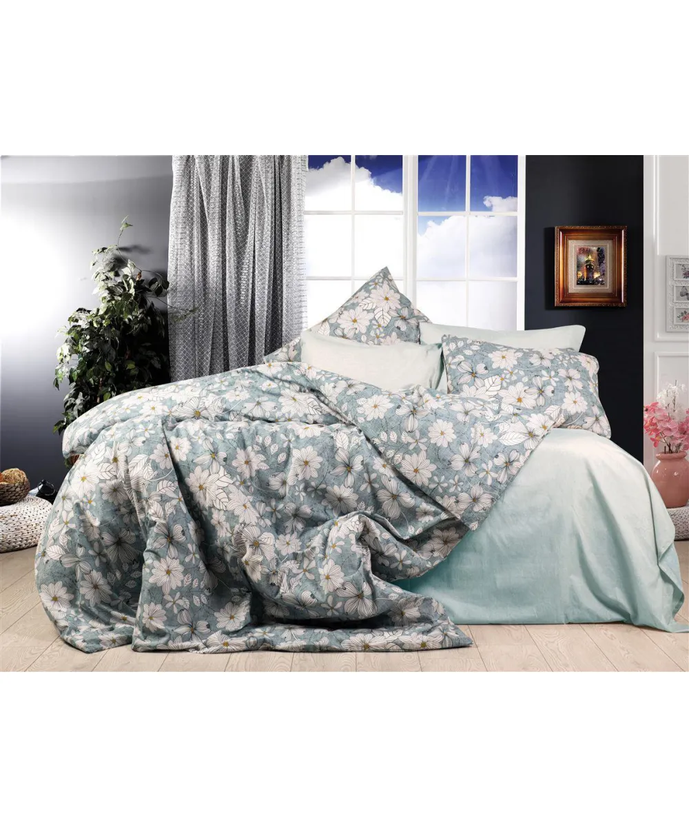 ΣΕΝΤΟΝΙΑ ΕΜΠΡΙΜΕ ΣΕΤ 4 τεμ Ήρα 425 220X240 White-Denim Blue Cott/Pol 70/30