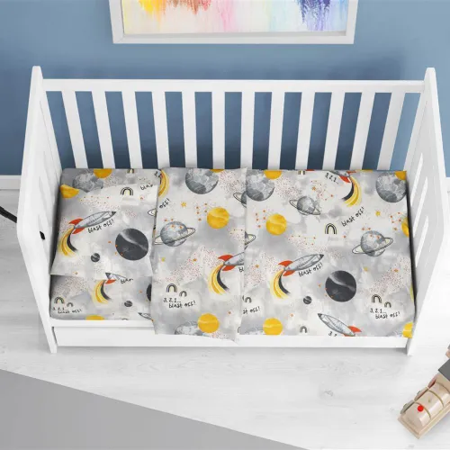 ΚΑΤΩΣΕΝΤΟΝΟ ΜΕ ΛΑΣΤΙΧΟ bebe Spaceship 187 0,70X1,40X0,15 Grey Cotton 100% 