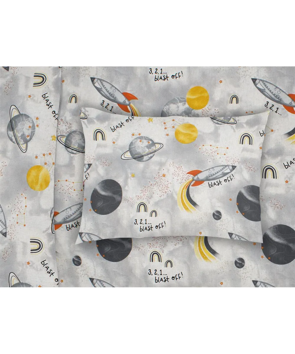 ΜΑΞΙΛΑΡΟΘΗΚΗ ΕΜΠΡΙΜΕ kids Spaceship 187 50X70 Grey Cotton 100% 
