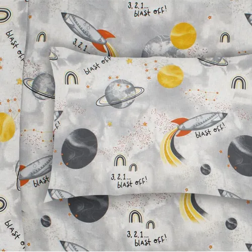 ΜΑΞΙΛΑΡΟΘΗΚΗ ΕΜΠΡΙΜΕ kids Spaceship 187 50X70 Grey Cotton 100% 