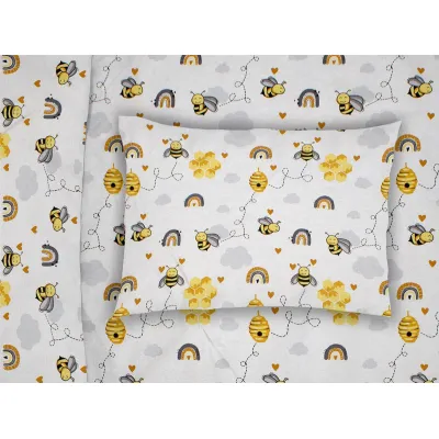 ΜΑΞΙΛΑΡΟΘΗΚΗ ΕΜΠΡΙΜΕ kids Honey Bee 545 50X70 White-Yellow 100%  Cotton