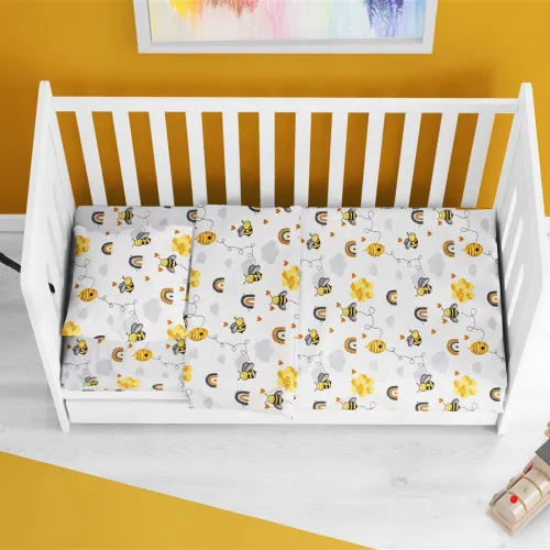 ΠΑΠΛΩΜΑΤΟΘΗΚΗ ΕΜΠΡΙΜΕ bebe Honey Bee 545 120X160 White-Yellow 100%  Cotton