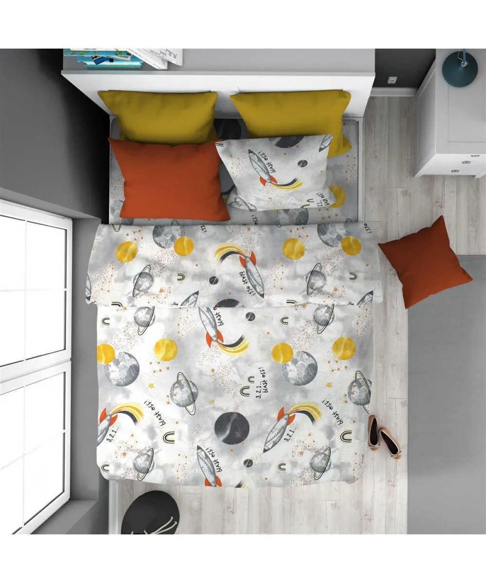 ΠΑΠΛΩΜΑΤΟΘΗΚΗ ΕΜΠΡΙΜΕ kids Spaceship 187 160X240 Grey Cotton 100% 