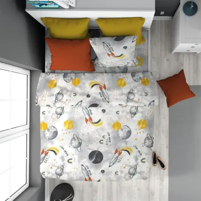 ΠΑΠΛΩΜΑΤΟΘΗΚΗ ΕΜΠΡΙΜΕ kids Spaceship 187 160X240 Grey Cotton 100% 