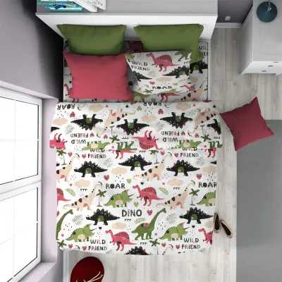 ΠΑΠΛΩΜΑΤΟΘΗΚΗ ΕΜΠΡΙΜΕ kids Dinosaur 518 160X240 Multi-Colour 100%  Cotton