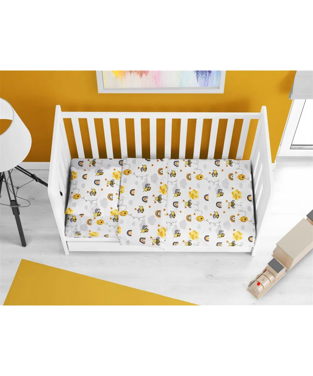 ΚΑΤΩΣΕΝΤΟΝΟ ΜΕ ΛΑΣΤΙΧΟ bebe Honey Bee 545 0,70X1,40X0,15 White-Yellow 100%  Cotton