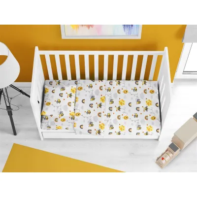ΚΑΤΩΣΕΝΤΟΝΟ ΜΕ ΛΑΣΤΙΧΟ bebe Honey Bee 545 0,70X1,40X0,15 White-Yellow 100%  Cotton
