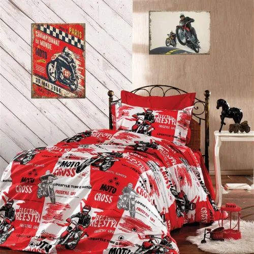 ΠΑΠΛΩΜΑΤΟΘΗΚΗ ΕΜΠΡΙΜΕ kids Motocross 288 160X240 Red 70/30 Cott/Pol
