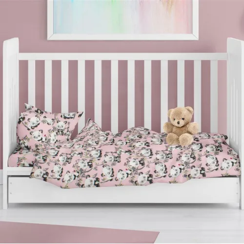 ΠΑΠΛΩΜΑ ΕΜΠΡΙΜΕ bebe Panda Bear 97 120X160 Pink 100%  Cotton Flannel