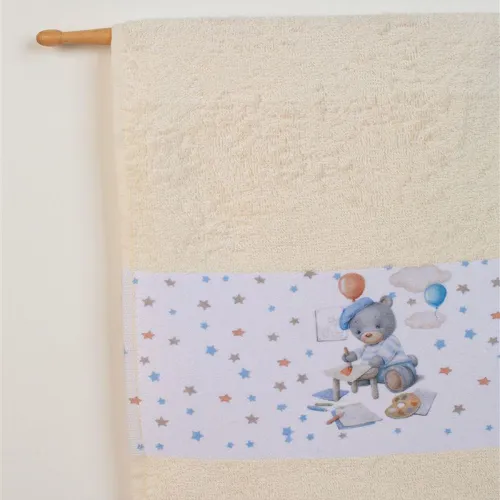 ΠΕΤΣΕΤΑ Με Ψηφιακή Εκτύπωση Σετ 2 τεμ bebe Painter 133 30X50,70X140 Εκρού 100%  Cotton