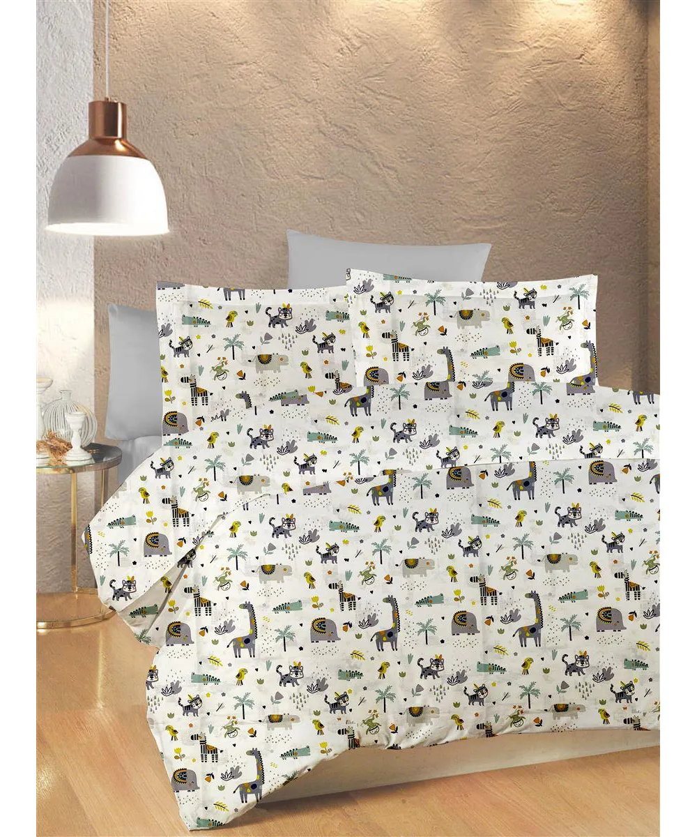 ΚΑΤΩΣΕΝΤΟΝΟ ΜΕ ΛΑΣΤΙΧΟ bebe Zoo 557 0,70X1,40X0,15 White-Grey 100%  Cotton