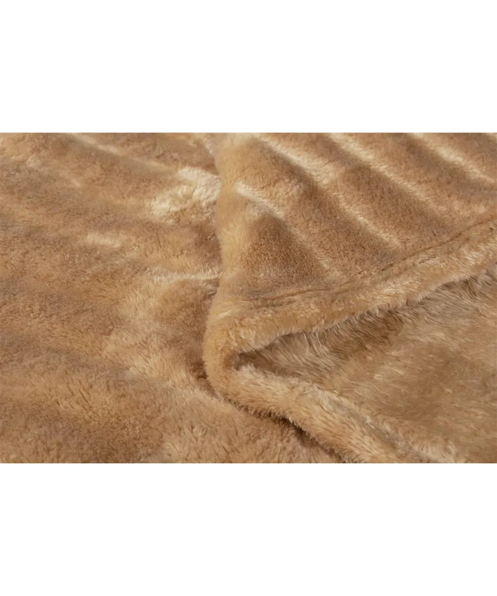 ΚΟΥΒΕΡΤΑ Coral Fleece Ριγέ 160X220 300gsm 12 Beige 100%  Polyester