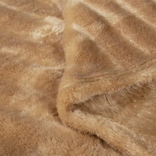 ΚΟΥΒΕΡΤΑ Coral Fleece Ριγέ 160X220 300gsm 12 Beige 100%  Polyester