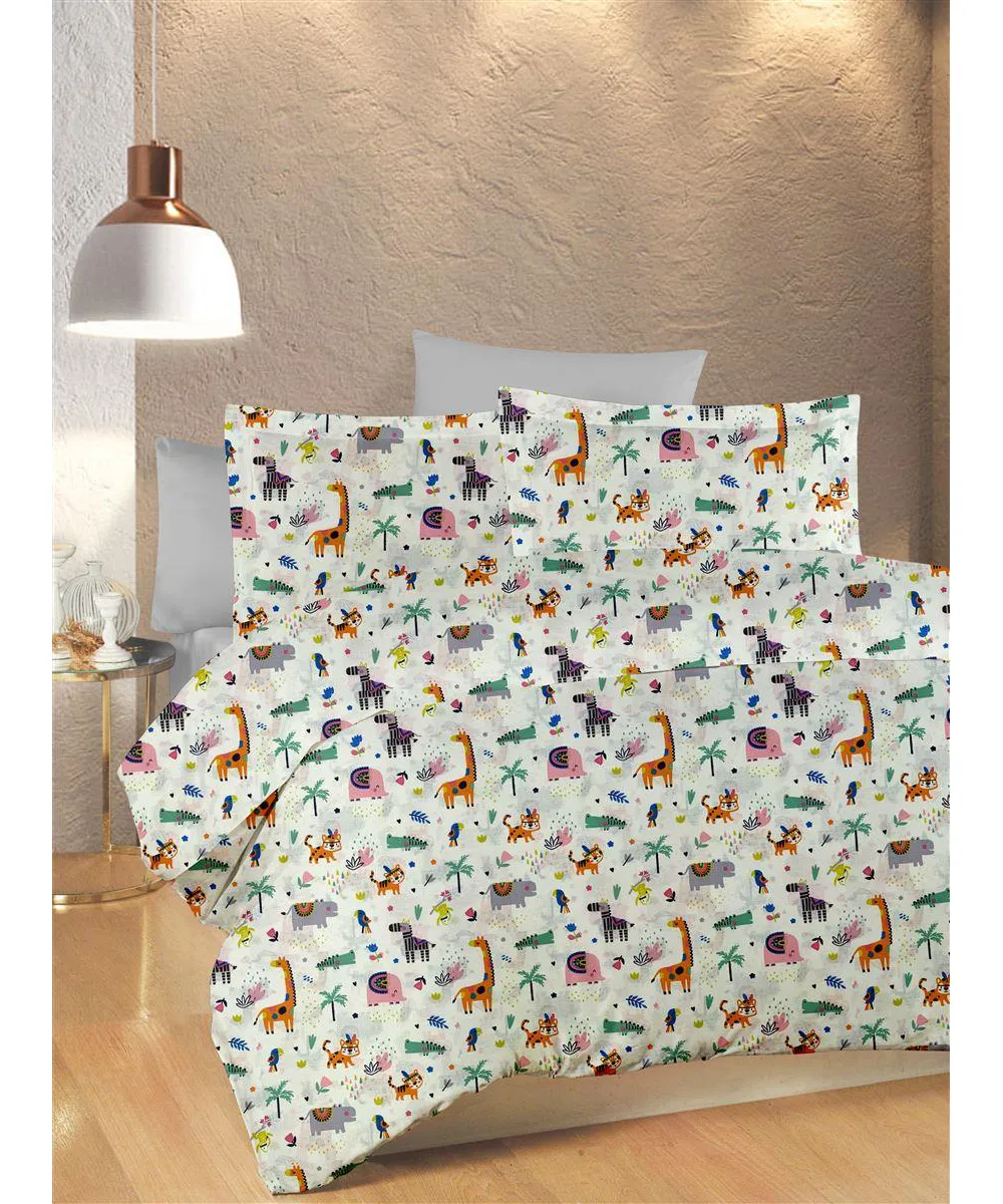 ΣΕΝΤΟΝΙΑ ΕΜΠΡΙΜΕ ΣΕΤ 3 τεμ kids Zoo 556 160X240 White-Multi 100%  Cotton