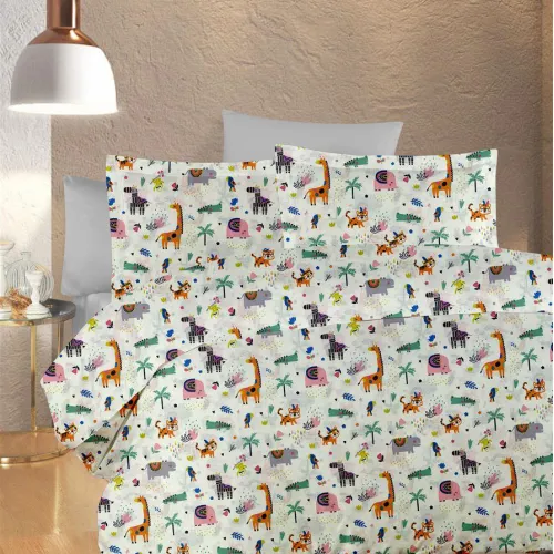 ΣΕΝΤΟΝΙΑ ΕΜΠΡΙΜΕ ΣΕΤ 3 τεμ kids Zoo 556 160X240 White-Multi 100%  Cotton