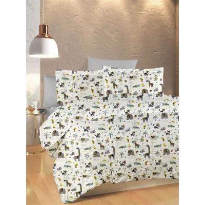 ΠΑΠΛΩΜΑΤΟΘΗΚΗ ΕΜΠΡΙΜΕ kids Zoo 557 160X240 White-Grey 100%  Cotton