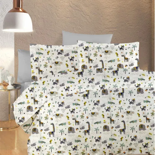 ΣΕΝΤΟΝΙΑ ΕΜΠΡΙΜΕ ΣΕΤ 3 τεμ bebe Zoo 557 120X160 White-Grey 100%  Cotton