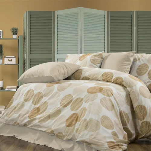 Σεντόνια Εμπριμέ Σετ 4 τεμ Κοραλία 465 240X270 Beige 70/30 Cott/Pol