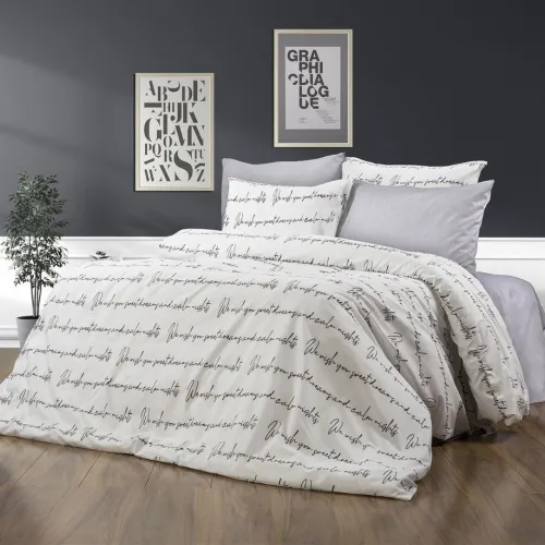Σεντόνια Εμπριμέ Σετ 3 τεμ Αρίσβη 471 160X240 White 70/30 Cott/Pol