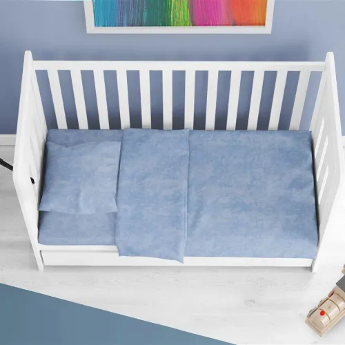 Κατωσέντονο με Λάστιχο bebe Premium Shadow 614 0,70X1,40X0,15 Sky Blue 100%  Cotton