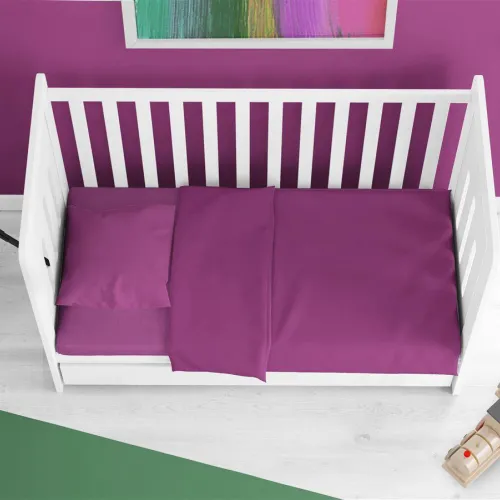 Σεντόνια Σετ 3 τεμ bebe Solid 501 120X160 Dark Magenta 100%  Cotton