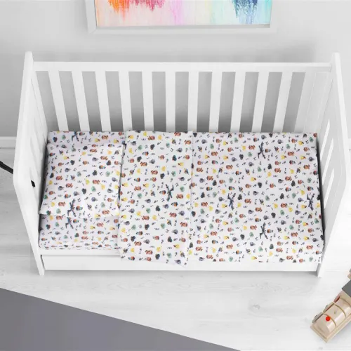 Κατωσέντονο Με Λάστιχο bebe Minecraft 566 0,70X1,40X0,15 White-Grey 100%  Cotton