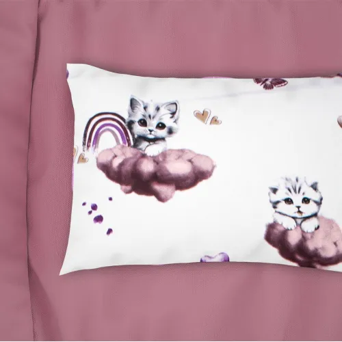 Μαξιλαροθήκη Εμπριμέ bebe Kitten 561 35X45 Mauve 100%  Cotton