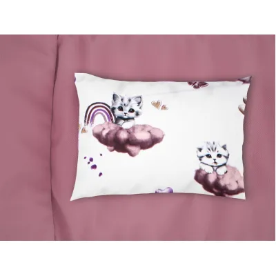 Μαξιλαροθήκη Εμπριμέ kids Kitten 561 50X70 Mauve 100%  Cotton