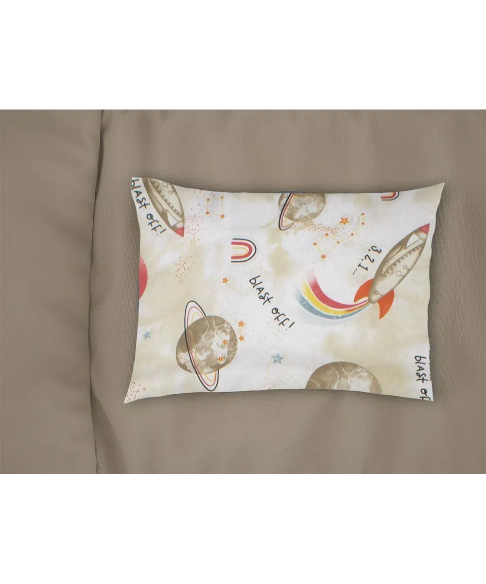 Μαξιλαροθήκη Εμπριμέ bebe Spaceship 186 35X45 Beige 100% Cotton Μαξιλαροθήκη Εμπριμέ bebe Spaceship 186 35X45 Beige 100% Cotton