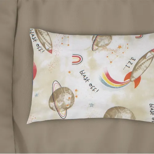 Μαξιλαροθήκη Εμπριμέ bebe Spaceship 186 35X45 Beige 100%  Cotton