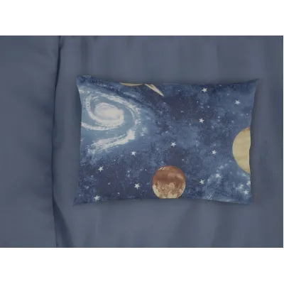 Μαξιλαροθήκη Εμπριμέ kids Milky Way 185 50X70 Blue 100%  Cotton