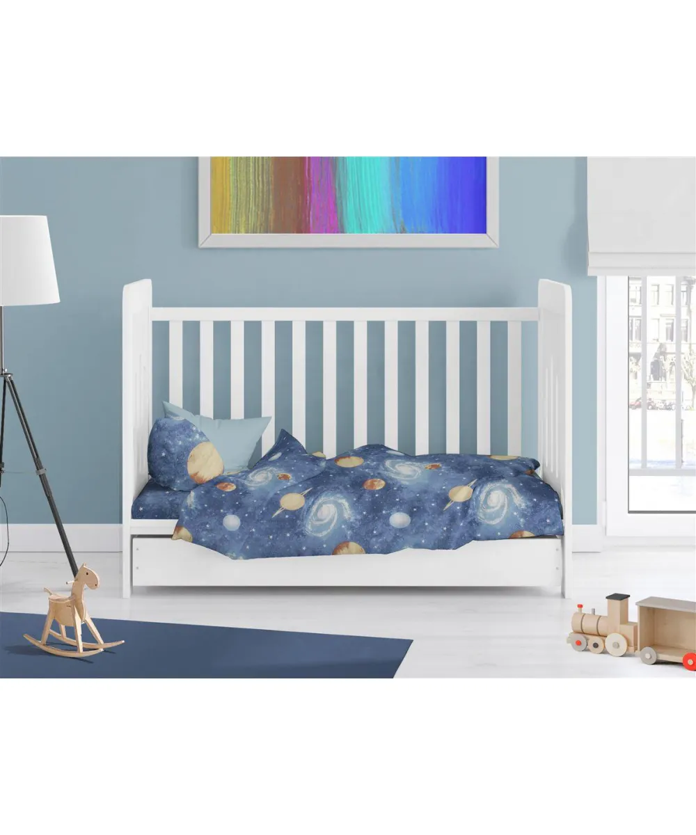 Παπλωματοθήκη Εμπριμέ bebe Milky Way 185 120X160 Blue 100%  Cotton