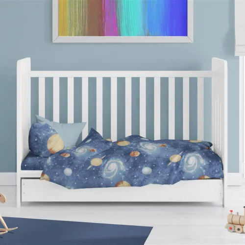 Παπλωματοθήκη Εμπριμέ bebe Milky Way 185 120X160 Blue 100%  Cotton