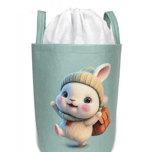 Παιδικό Καλάθι Αποθήκευσης Happy Bunny 42 50X30X45 cm Βεραμάν Υφασμάτινο
