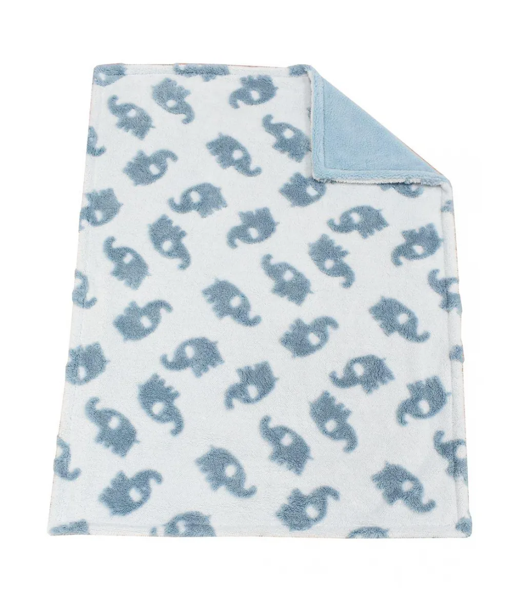 Κουβέρτα Sherpa Jacquard bebe 460 gsm Elephant 08 75X100 Sky Blue 100% Polyester Κουβέρτα Sherpa Jacquard bebe 460 gsm Elephant 08 75X100 Sky Blue 100% Polyester