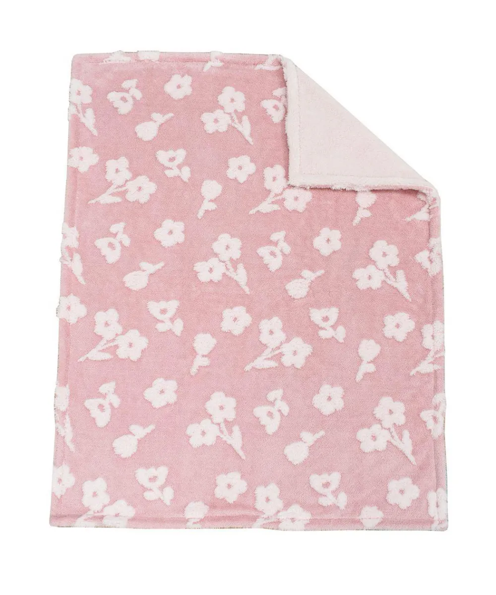 Κουβέρτα Sherpa Jacquard bebe 460 gsm Flower 09 75X100 Coral 100% Polyester Κουβέρτα Sherpa Jacquard bebe 460 gsm Flower 09 75X100 Coral 100% Polyester