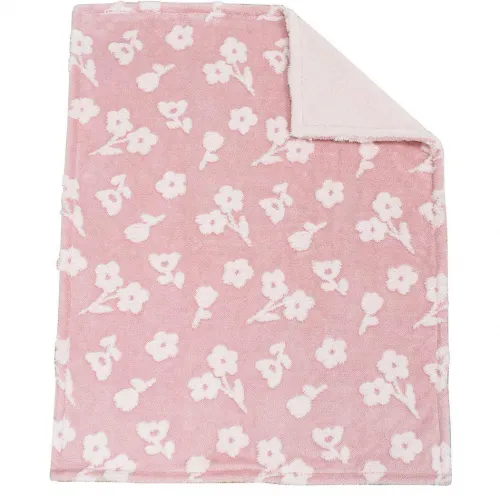 Κουβέρτα Sherpa Jacquard bebe 460 gsm Flower 09 75X100 Coral 100%  Polyester
