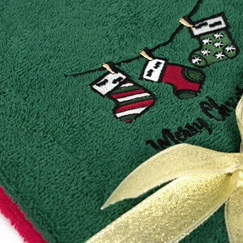 Χριστουγεννιάτικο Σετ Πετσέτες 2 τεμ. 40X60 Christmas Socks Κόκκινο-Πράσινο 100%  Cotton