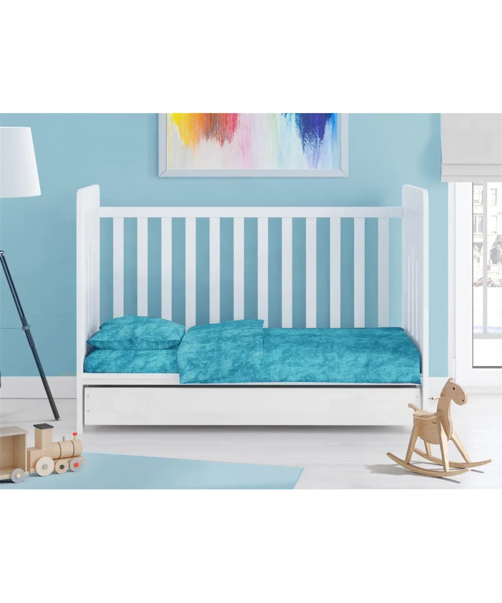 Σεντόνια Σετ 3 τεμ bebe Premium Shadow 620 120X160 Turquoise 100%  Cotton