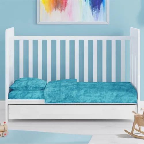 Σεντόνια Σετ 3 τεμ bebe Premium Shadow 620 120X160 Turquoise 100%  Cotton