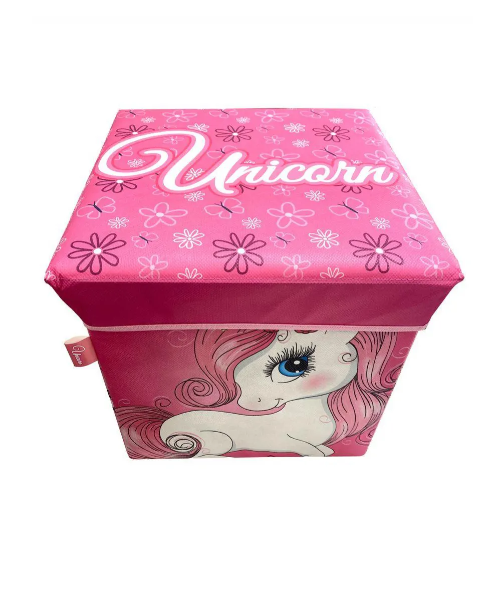 Κουτί-Σκαμπό Unicorn 10 30X30X30 Pink 100% Polyester Κουτί-Σκαμπό Unicorn 10 30X30X30 Pink 100% Polyester