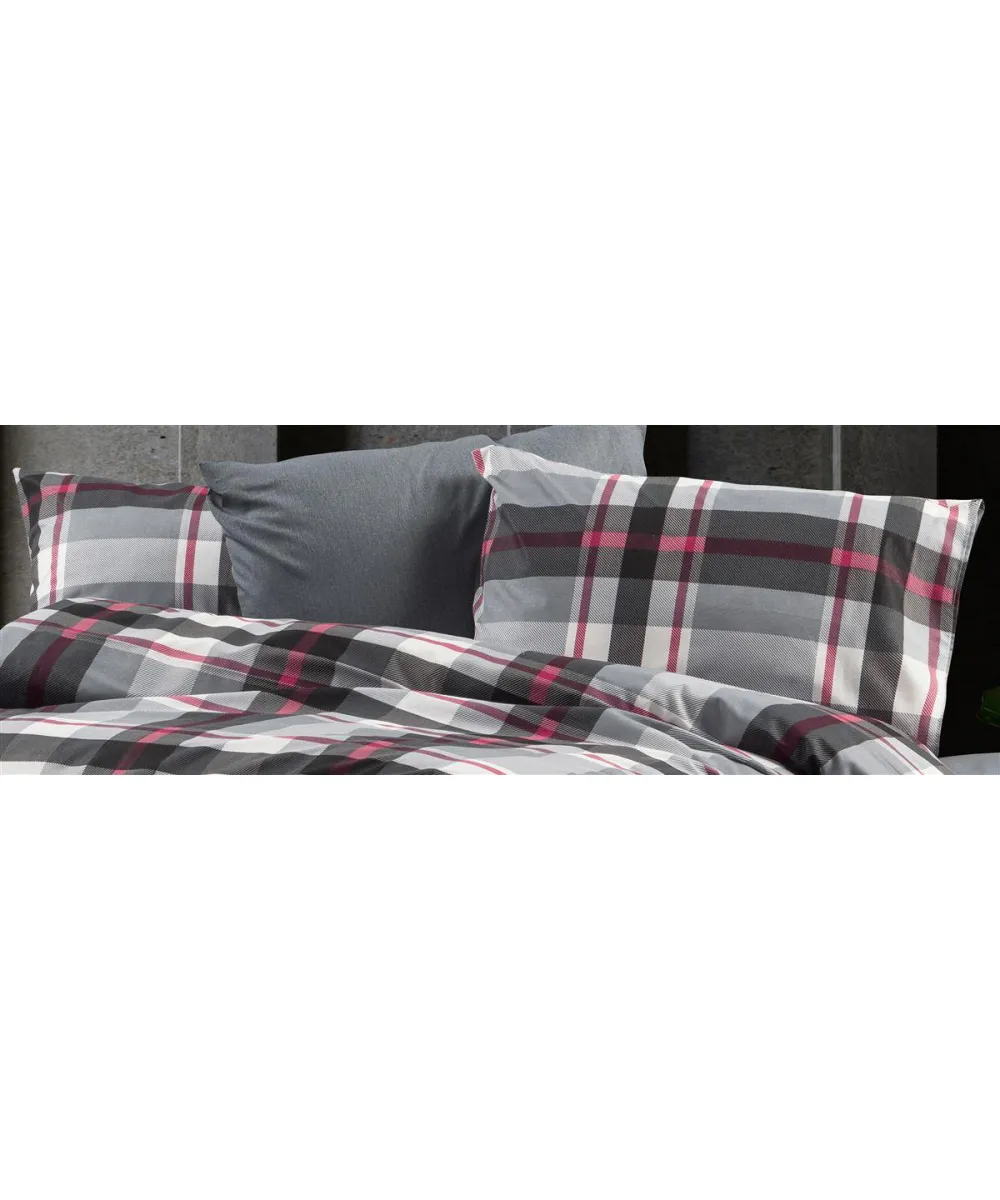 Μαξιλαροθήκη Εμπριμέ Εκάβη 424 50X70 Grey-Bordeaux 70/30 Cott/Pol