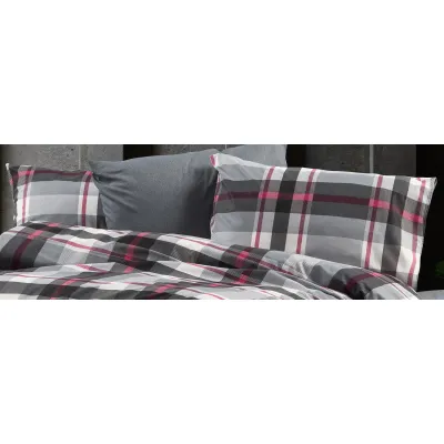 Μαξιλαροθήκη Εμπριμέ Εκάβη 424 50X70 Grey-Bordeaux 70/30 Cott/Pol