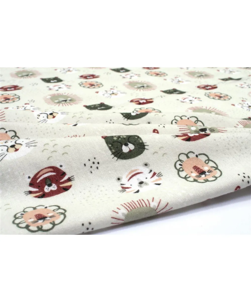 Σεντονάκι Λίκνου bebe Big Cats 27 80X110 Light Olive 100%  Cotton